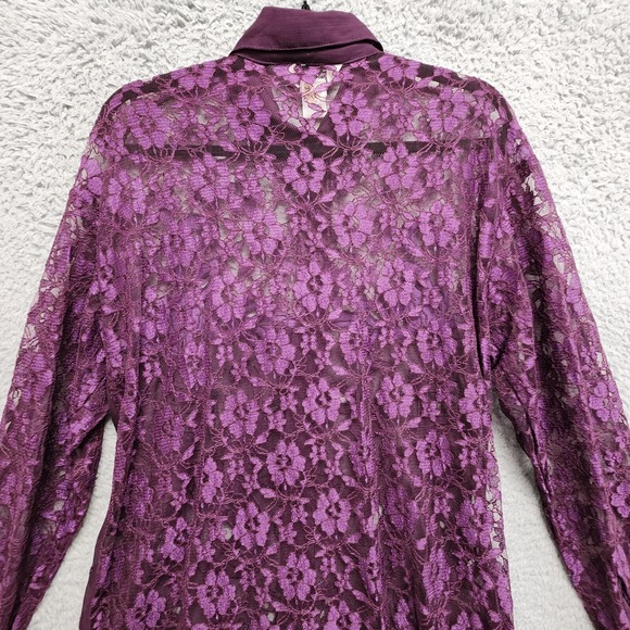 Vintage Gantos Blouse Womens Small Purple Lace Floral Whimsigoth Boho Witchy NEW - Picture 8 of 11